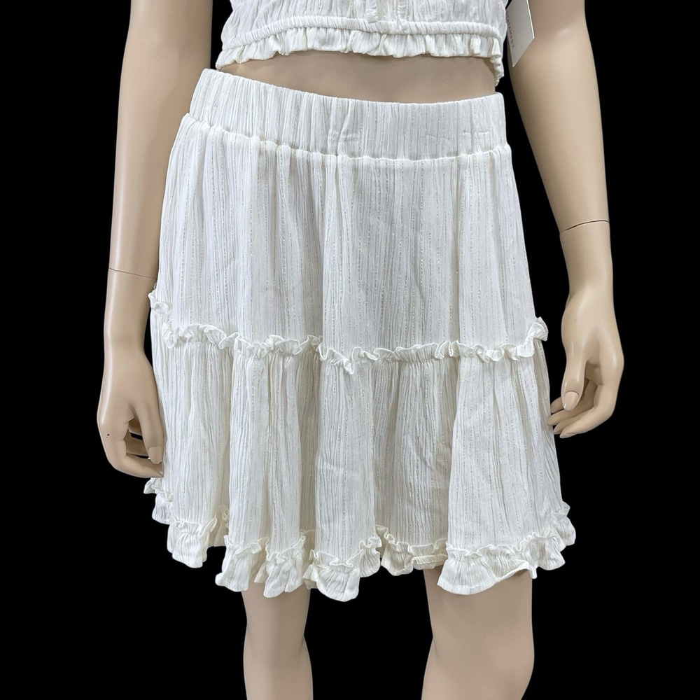 Statement Skirt Set Medium Ivory Strapless Smock Top & Ruffle Elastic Waist NWT - Picture 3 of 12